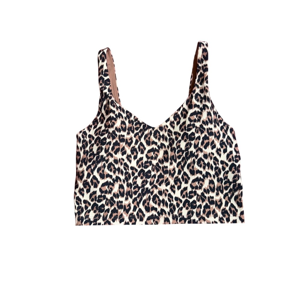 Aerie Leopard Print Cropped Tank Top Mob Wife V Neck Athletic Cami Bralette